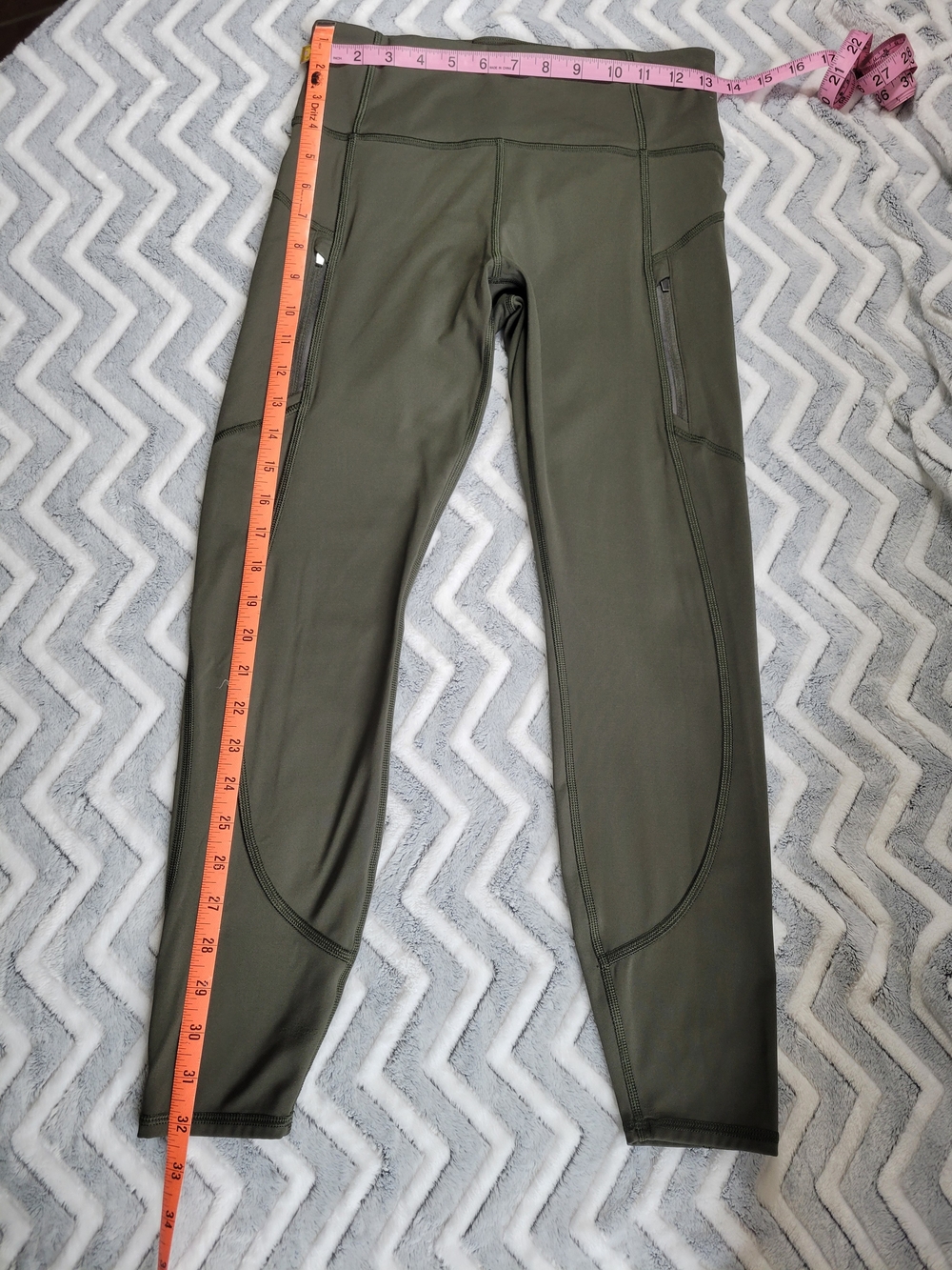 Athleta Olive Leggings with Zipper Pocket